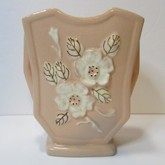 vintage pink floral Hull Art Rosella pottery vase USA r-6 6 1/2" tall - Picture 1 of 8